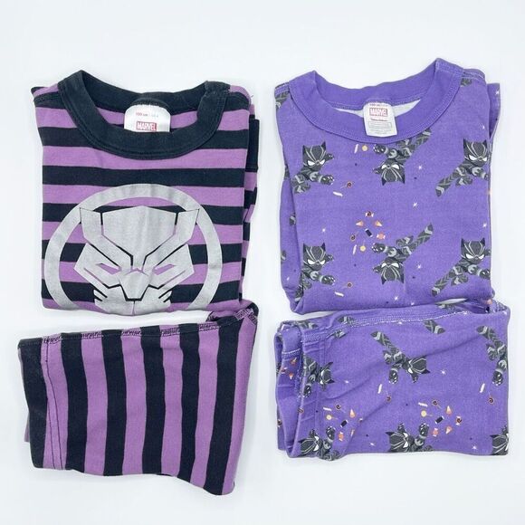Hanna Andersson Long Johns Black Panther Lot of 2 Pair - Kids EU 100 / US 4 - Picture 1 of 11